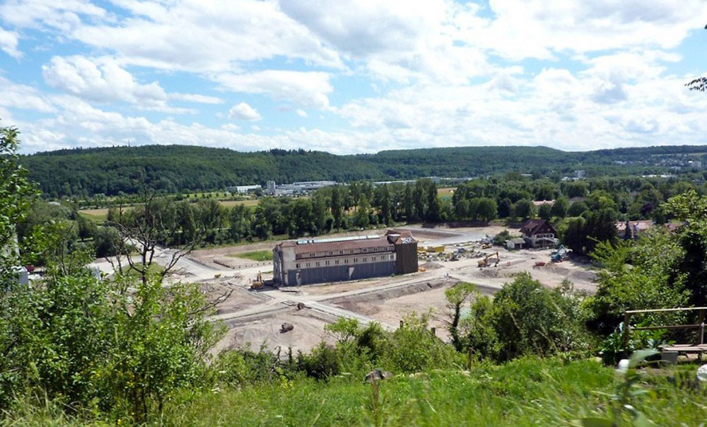 The Alte Weberei site with demolition complete