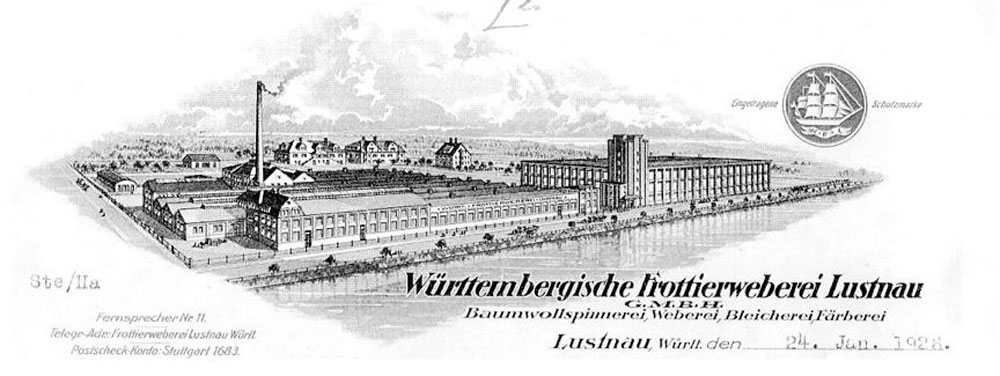 A heritage illustration of the former textile mill 