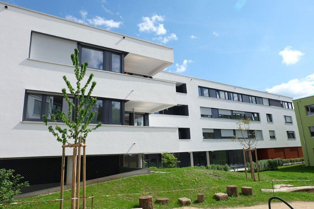 A care home for the elderly forms part of the development