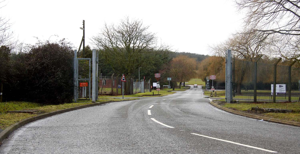 Main access road to the site- many of the current MoD buildings on the site will be demolished in 2016 