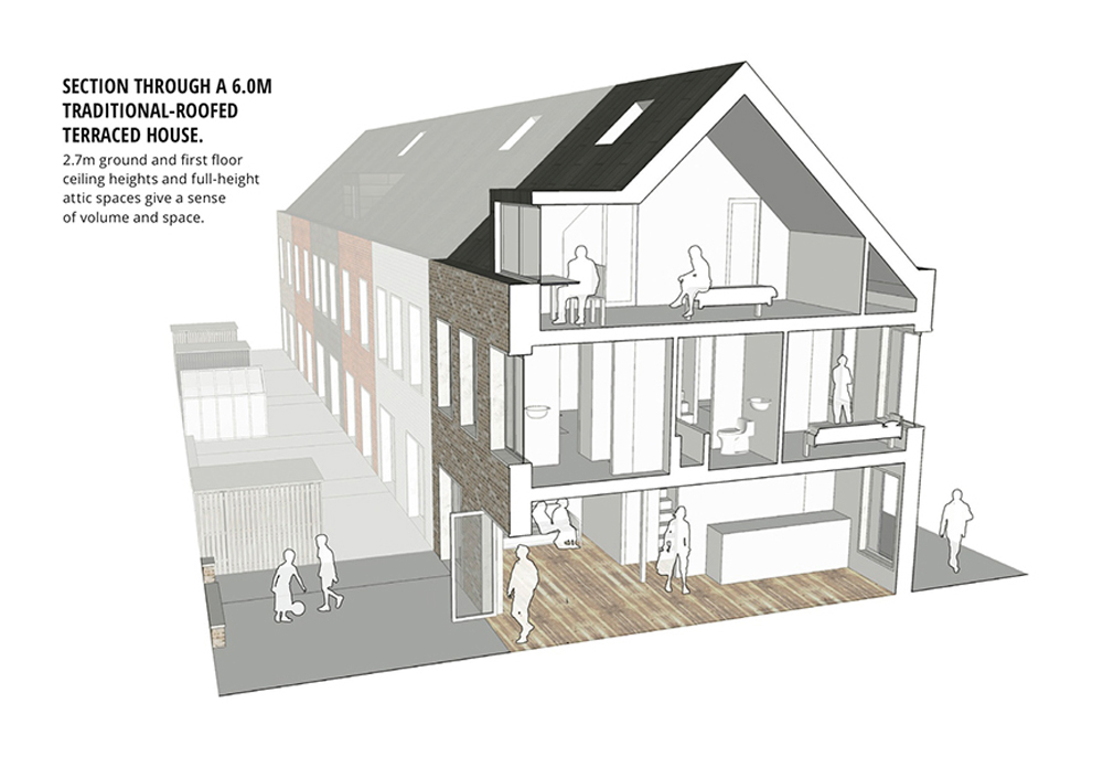 A typical section through one of the homes 